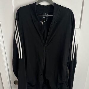 Adidas Black Jacket with White Sleeve Stripes